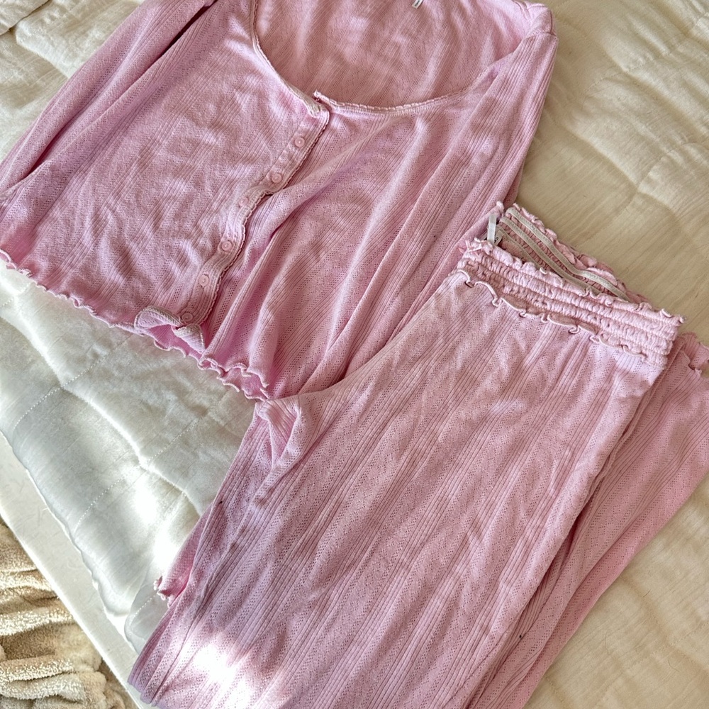 Urban Outfitters Pink Ribbed Lounge Set